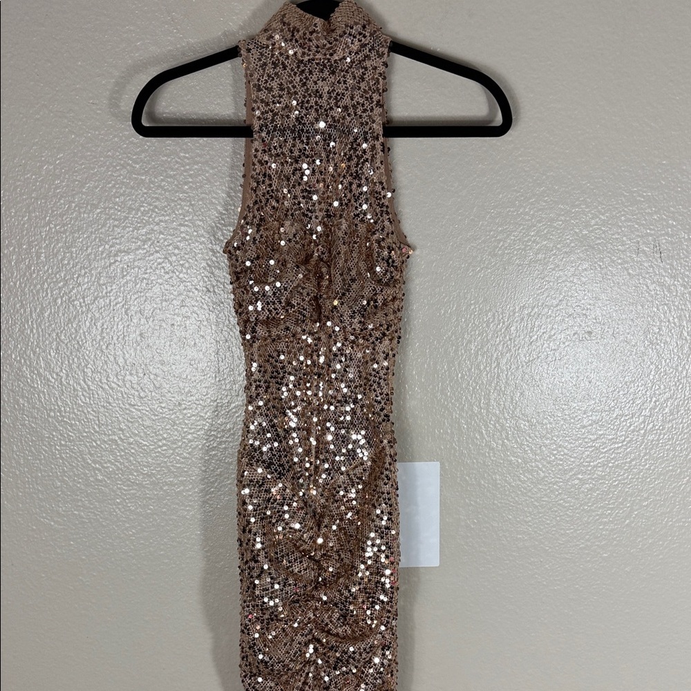 Delfi Collective Avelie Ruched Sequin Dress in Nude - Picture 6 of 16